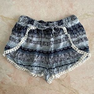 Abercrombie & Fitch Embellished Boho Tribal Print Flowy Blue Shorts